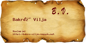 Bakró Vilja névjegykártya